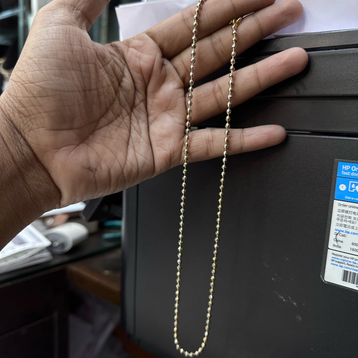 DORI AND CHAINS short single tone 3mm chain DIAMOND 16-18 Inch