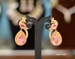 Earring Earrings 049 GOLDEN STONE MINT PINK