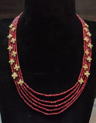 BEADS MALA AND CHAINS Onex mala side flower RUBY 18-20