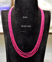 BEADS MALA AND CHAINS 4 lines 3 mm 22inch chatam rubies mala RUBY 20-22