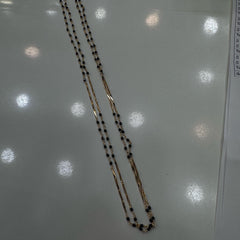 BEADS MALA AND CHAINS 18 Inch black crystal 2 line with gold line- IN182 BLACK 16-18 Inch