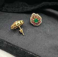 Earring Eartops 222 GOLDEN STONE MULTI COLOR