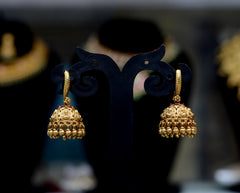 Earring Jhumka 090 NAKSHI KEMPU RUBY