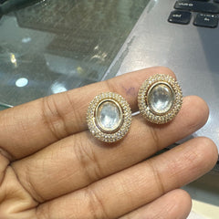 Earring Eartops 241 MOZONITE GOLDEN