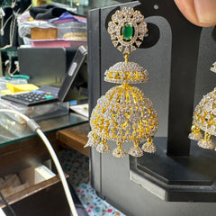 Earring Jhumka 006 DIAMOND EMERALD