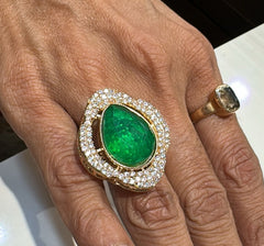 FINGERRING Finerring 54 GOLDEN STONE EMERALD