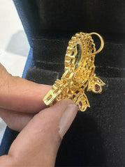 PENDANT SET CHAINS Locket 033 GOLDEN STONE MULTI COLOR