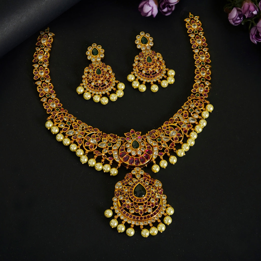 NECKLACE NK031 MATTE NAKSHI MULTI COLOR