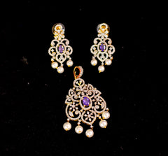 PENDANT SET CHAINS Pendant set 203 DIAMOND EMETHYST PURPLE