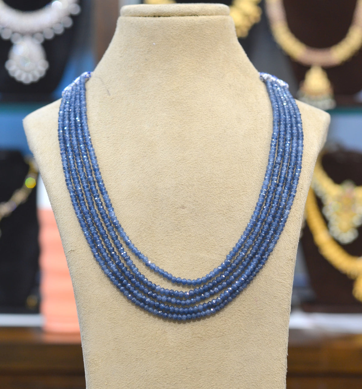 BEADS MALA AND CHAINS BEADS MALA 028 RUBY BLUE 16-18 Inch