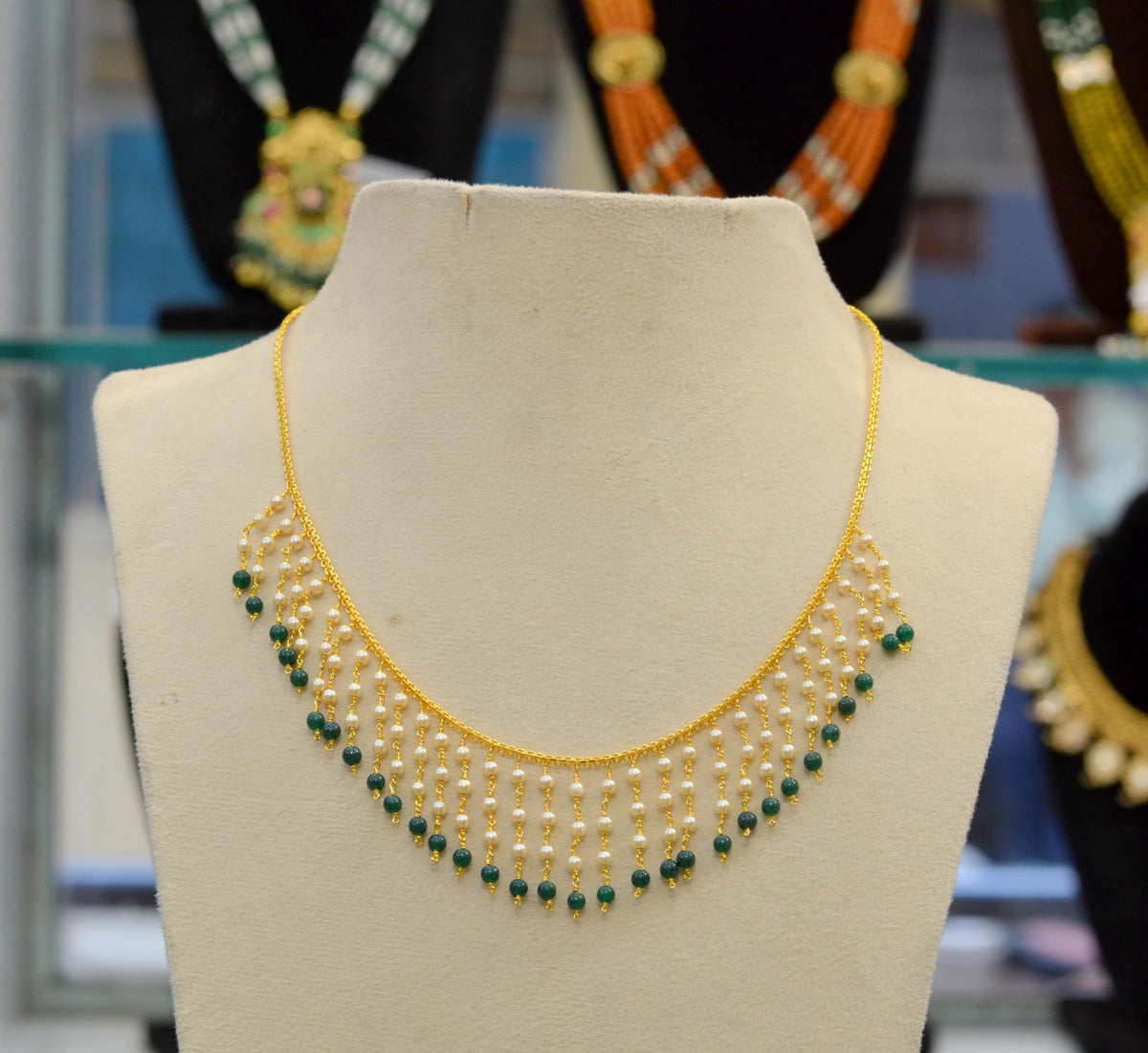 DORI AND CHAINS green drops chain set - MUT GOLDEN STONE medium