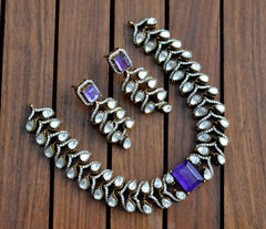 NECKLACE necklace 141 Mozonite With Victorian Polish EMETHYST PURPLE