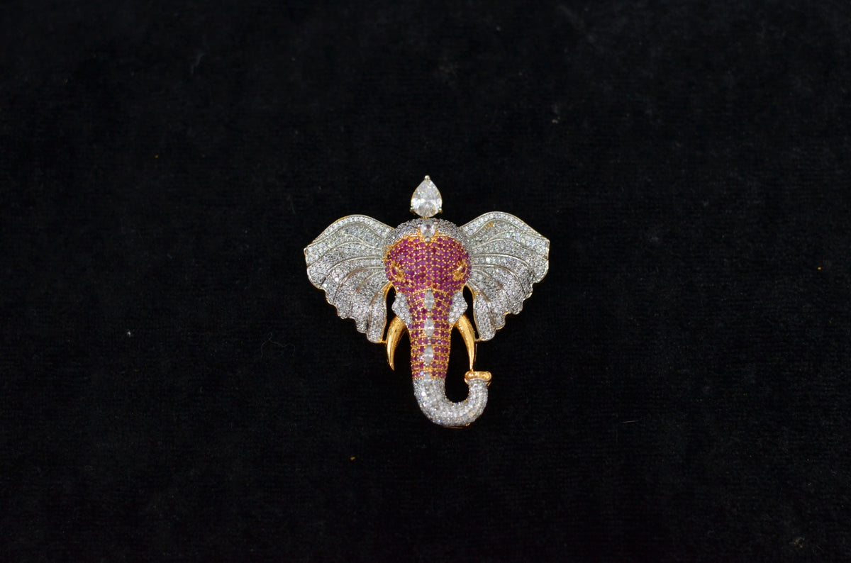 PENDANT SET / LOCKETS DIAMOND MAGNETIC GANESH PE123 - DI123 DIAMOND RUBY