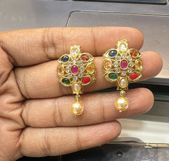 Earring Earrings 037 GOLDEN STONE Navratna