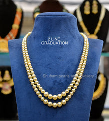 BEADS MALA AND CHAINS Swaroski Gradtion 2 Line mala  CREAM 18-20