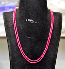 BEADS MALA AND CHAINS 4mm 18 inch 2 lines ruby beads RUBY 16-18 Inch