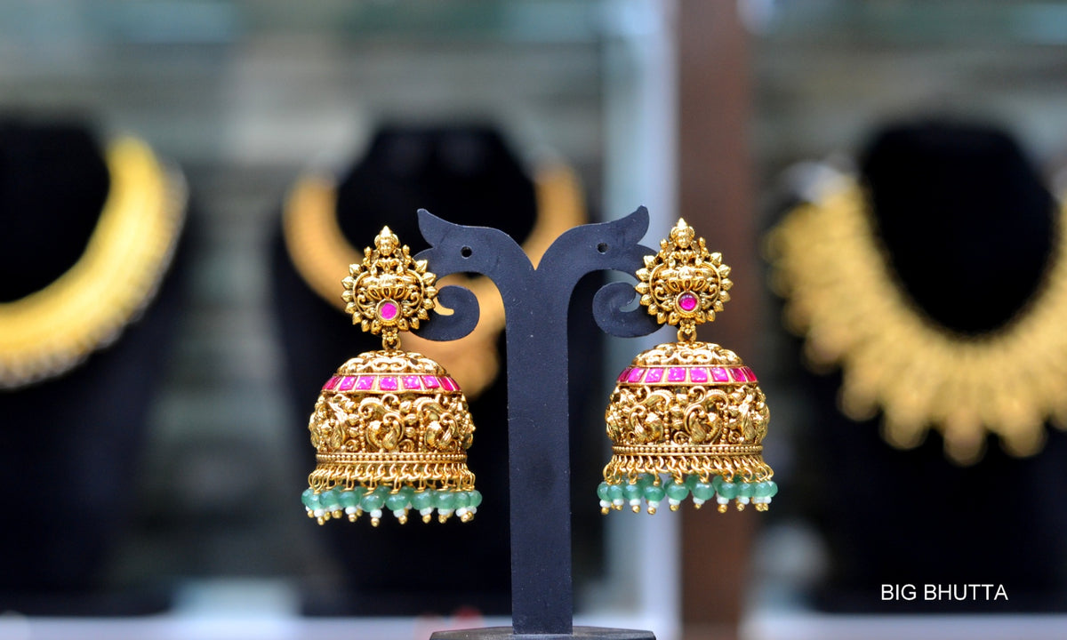 Earring Earring 203 NAKSHI ANTQIUE ANTIQUE LOOK- RUBY