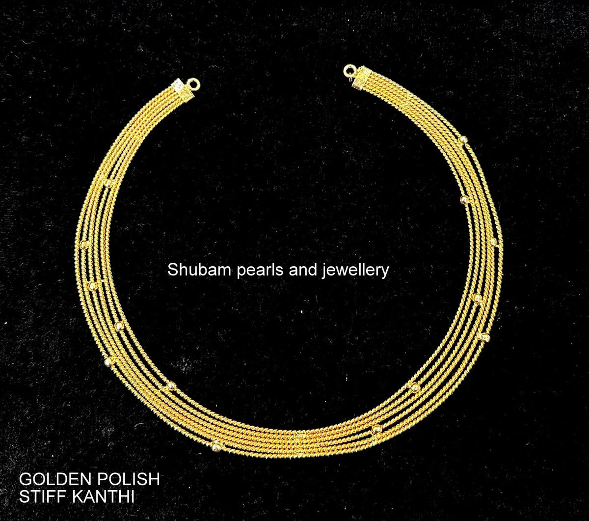 DORI AND CHAINS Golden kanthi hasli GOLDEN STONE medium