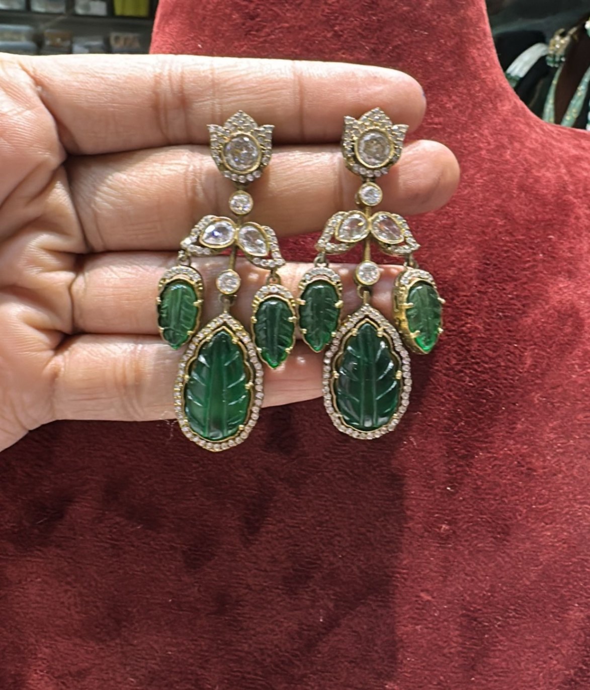 Earring Earrings 066 MATTE AD STONE EMERALD