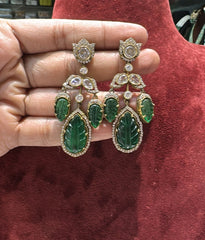Earring Earrings 066 MATTE AD STONE EMERALD
