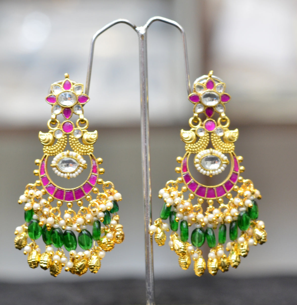 Earring Earrings 213 Kundan Ruby And White