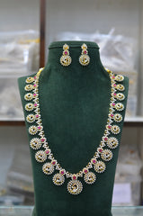 NECKLACE CZ bottu mala LONG - CZ DIAMOND RUBY
