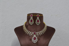 NECKLACE nk111 DIAMOND Ruby And White