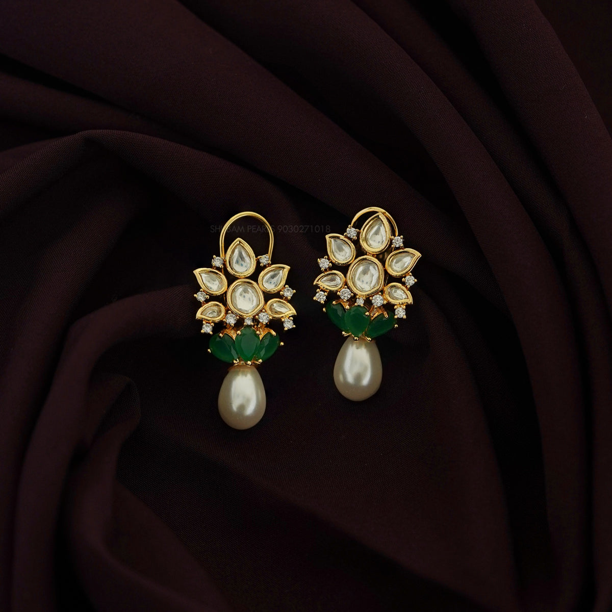 Earring Eartops 244 MOZONITE EMERALD
