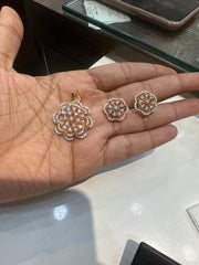 PENDANT SET / LOCKETS pendant set 241 DIAMOND DUAL PLATING DIAMOND LOOK