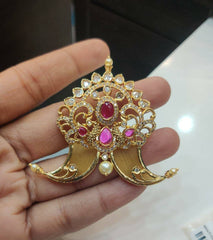 PENDANT SET CHAINS Tiger nail locket 121 GOLDEN STONE RUBY