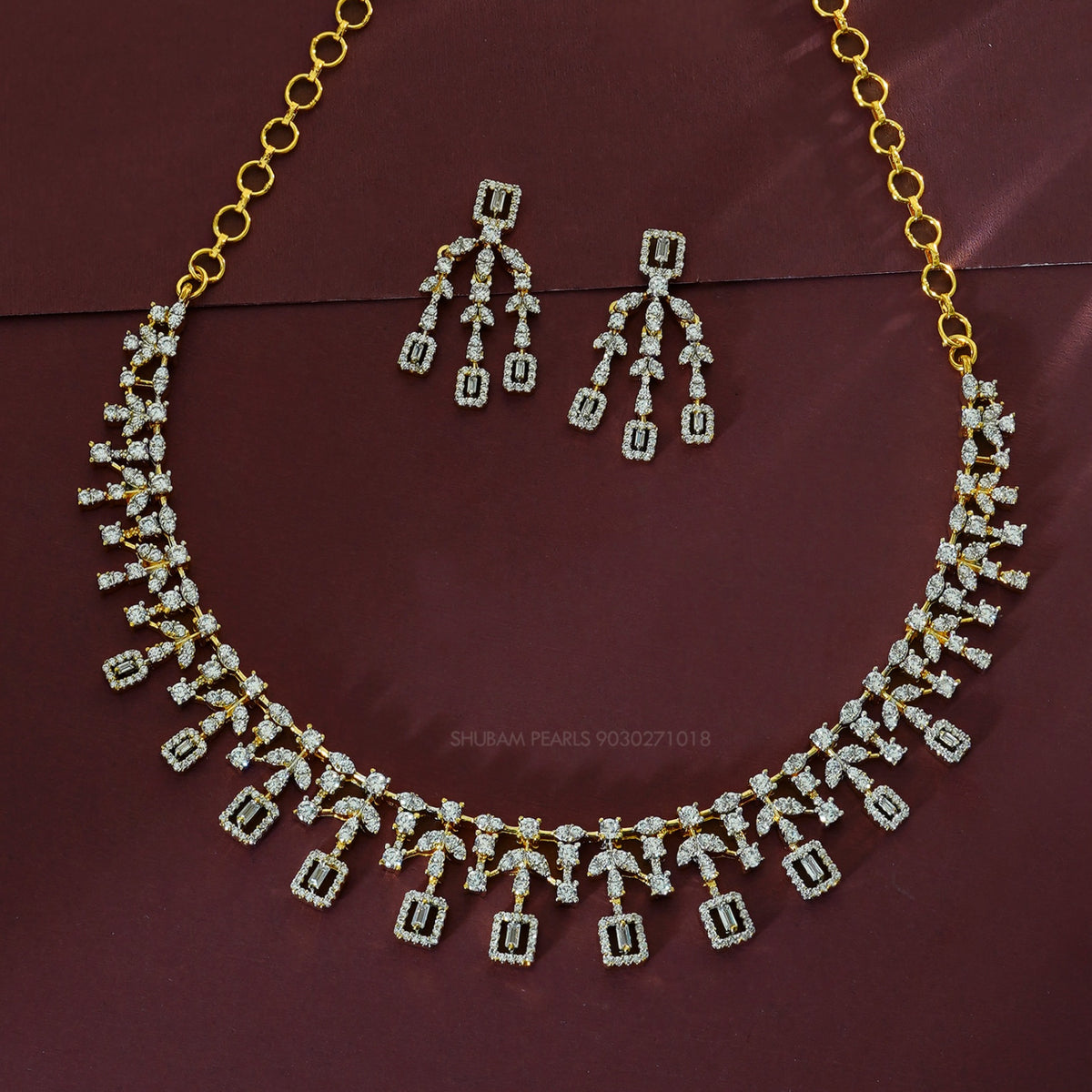 NECKLACE Nk171 DIAMOND DUAL PLATING DIAMOND LOOK