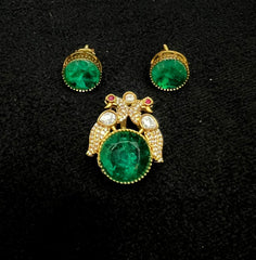 PENDANT SET / LOCKETS pendant set 247 GOLDEN STONE MINT GREEN