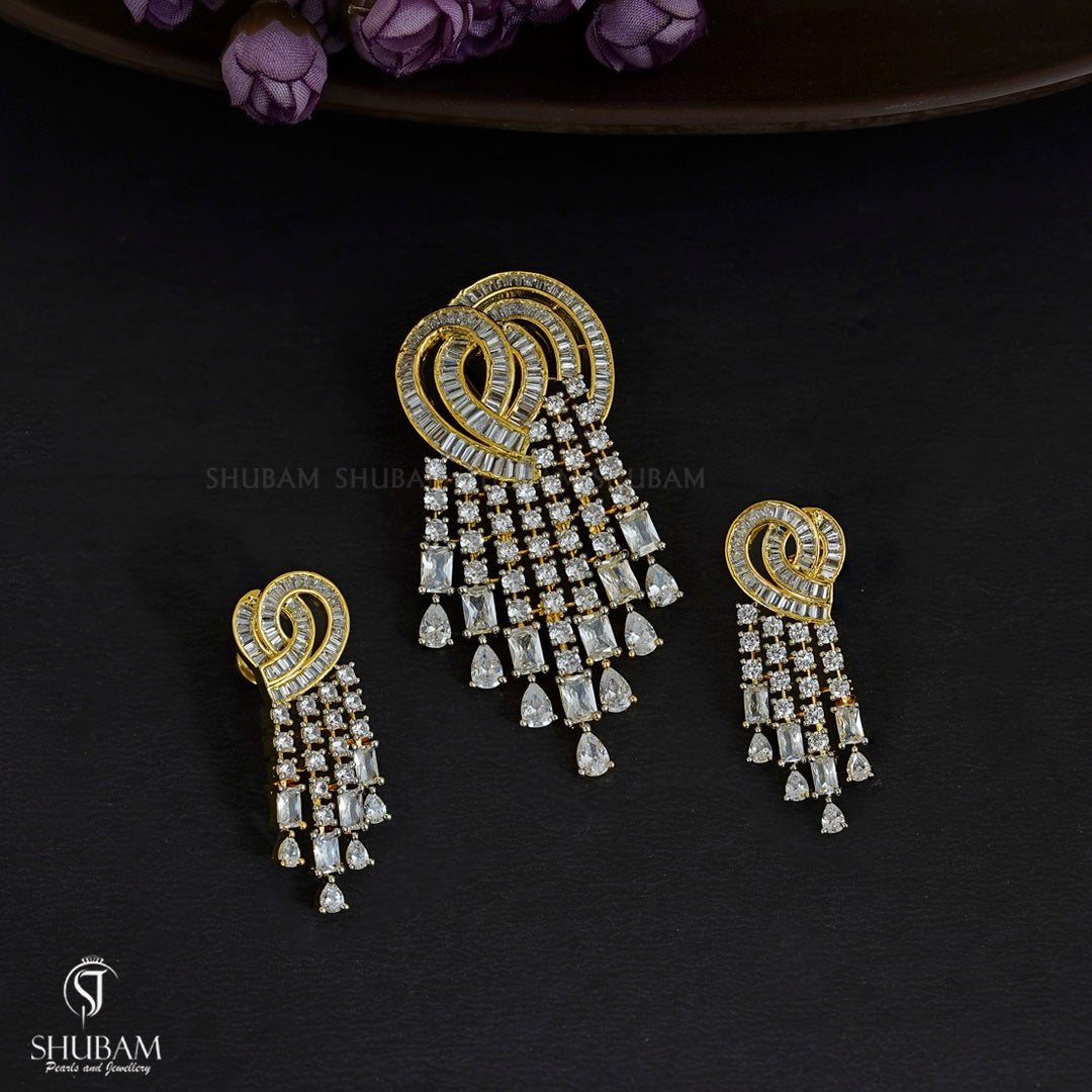 PENDANT SET CHAINS pendant set 223 DIAMOND DUAL PLATING DIAMOND LOOK