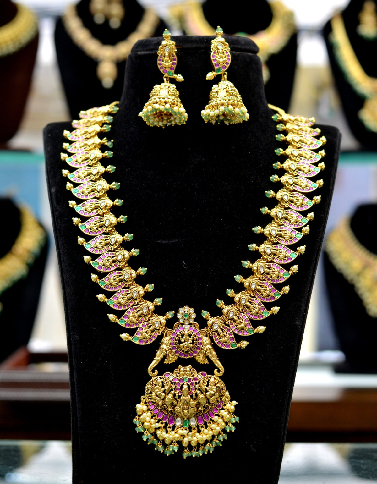 NECKLACE Long Necklace 663 - NE663 NAKSHI KEMPU GOLDEN