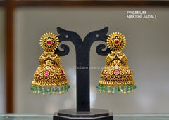 Earring Jhumka 003 NAKSHI JADAU MIX RUBY
