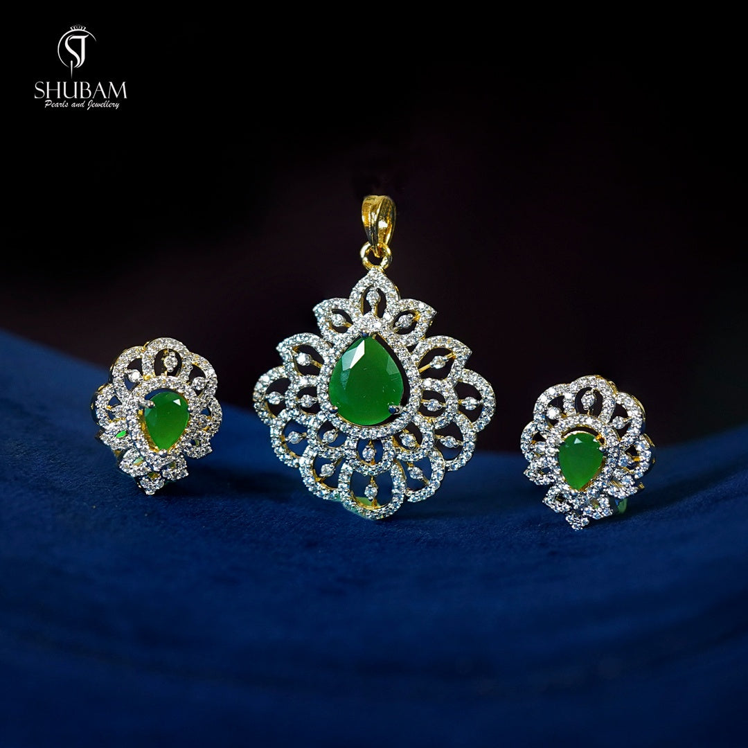 PENDANT SET CHAINS pendant set 195 DIAMOND EMERALD