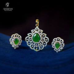PENDANT SET CHAINS pendant set 195 DIAMOND EMERALD