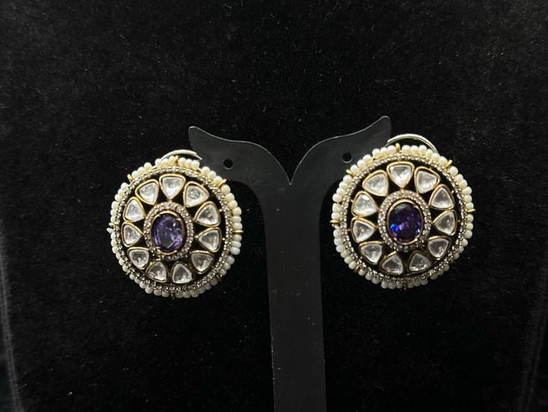Earring Eartops 043 MOZONITE EMETHYST PURPLE