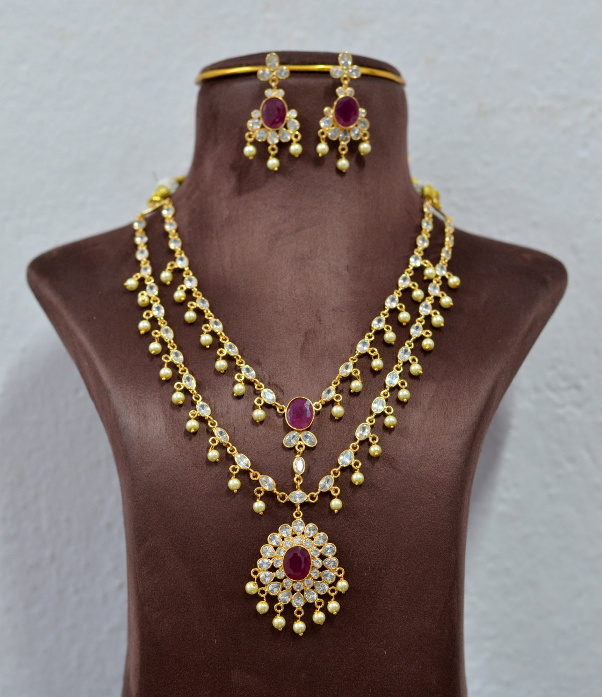 NECKLACE necklace 915 GOLDEN STONE pearls - PE RUBY