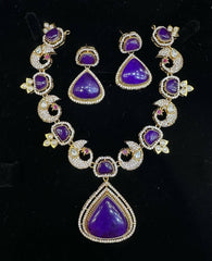 NECKLACE Necklace 028 GOLDEN STONE EMETHYST PURPLE