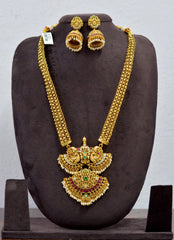 NECKLACE Necklace 953 LONG - NE953 NAKSHI AD STONE ANTIQUE LOOK- EMERALD