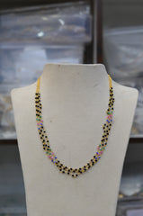 BEADS MALA AND CHAINS crystal 3 line kattu Navratna 18-20
