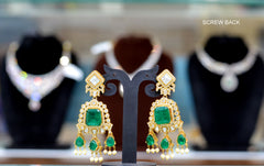 Earring Earrings 051 MOZONITE EMERALD