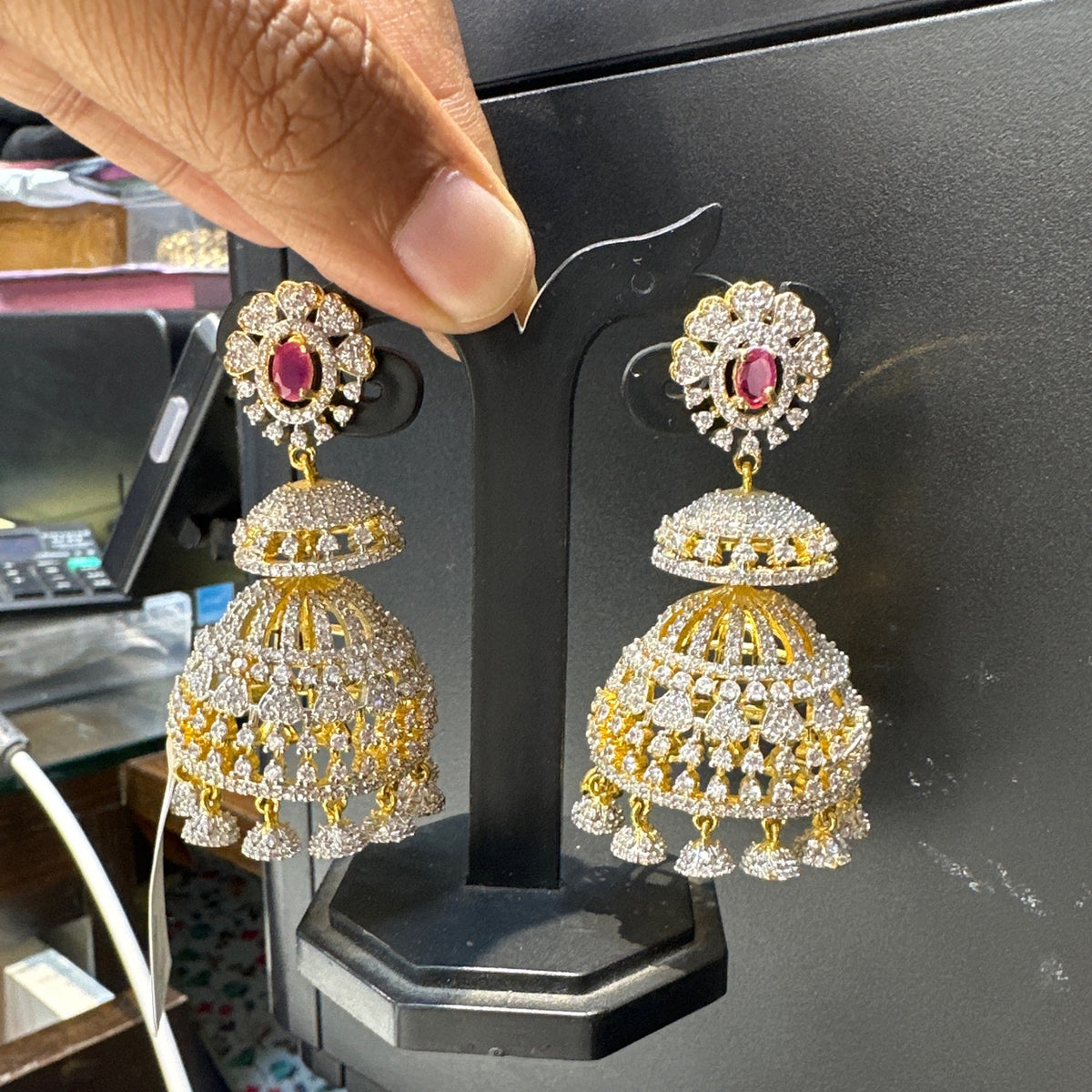Earring Jhumka 006 DIAMOND RUBY