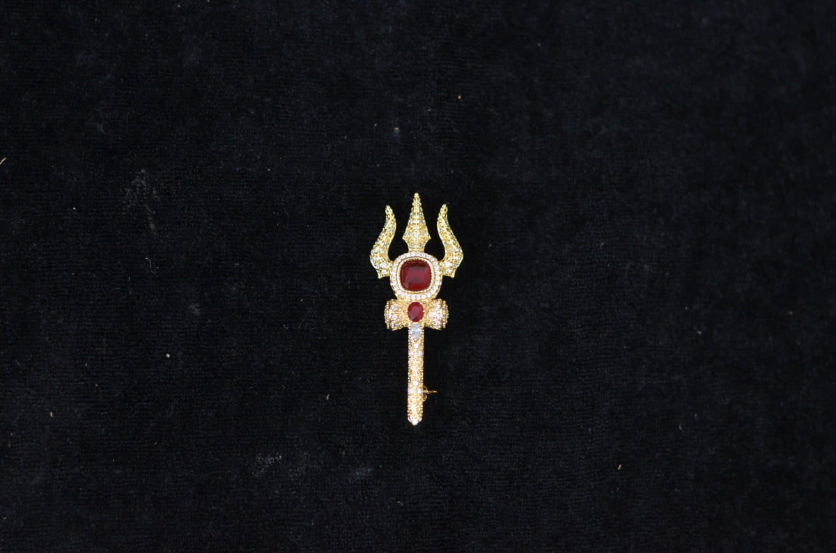 ACCESSORIES  BROUCHE 010 GOLDEN STONE RUBY