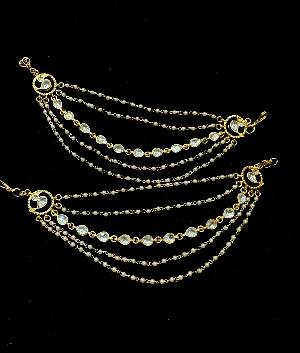 ACCESSORIES EAR Champswrl 020White - CH020 Kundan BIG SIZE