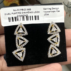 Earring eartops 134 DIAMOND DUAL PLATING DIAMOND LOOK
