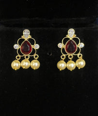 Earring Eartops 214 GOLDEN STONE RUBY