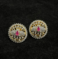 STUDS EARTOPS STUDS 043 RUBY DUAL POLISH DIAMOND LOOK