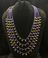BEADS MALA AND CHAINS 4 Line drops Necklace Light Green EMETHYST PURPLE 22-24